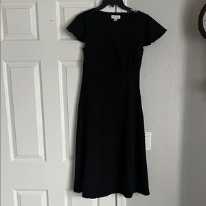 Calvin Klein Black Midi Dress with Flutter Sleeves